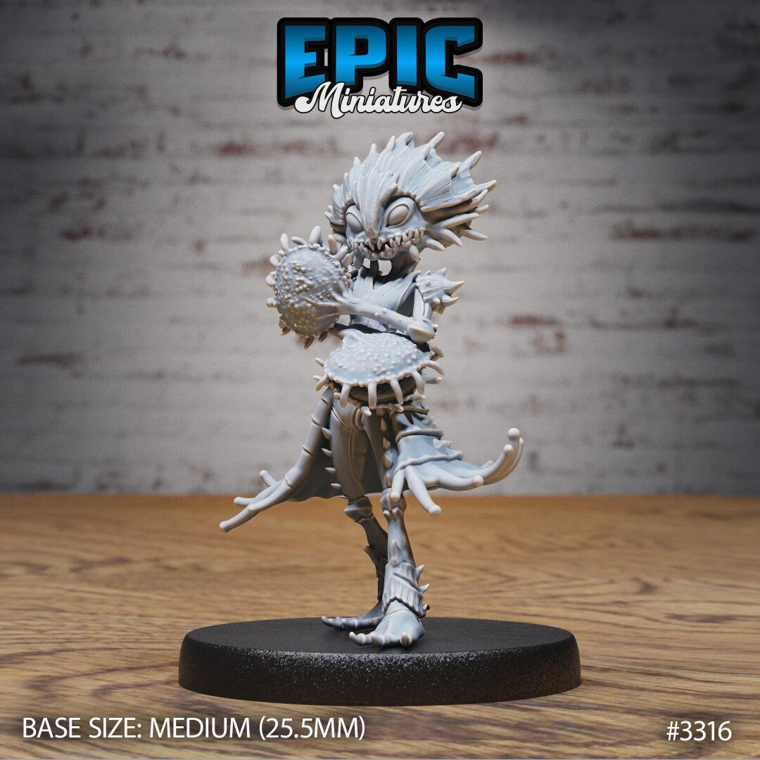 Resin miniature of anthropomorphic flytrap dryad, Version #1 (standing) by Epic Miniatures.