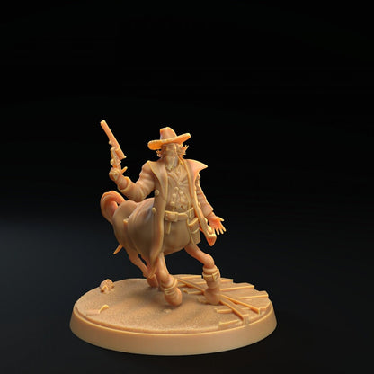 Cowboy centaur resin miniature by The Dragon Trappers Lodge, variant #3 with pistol.