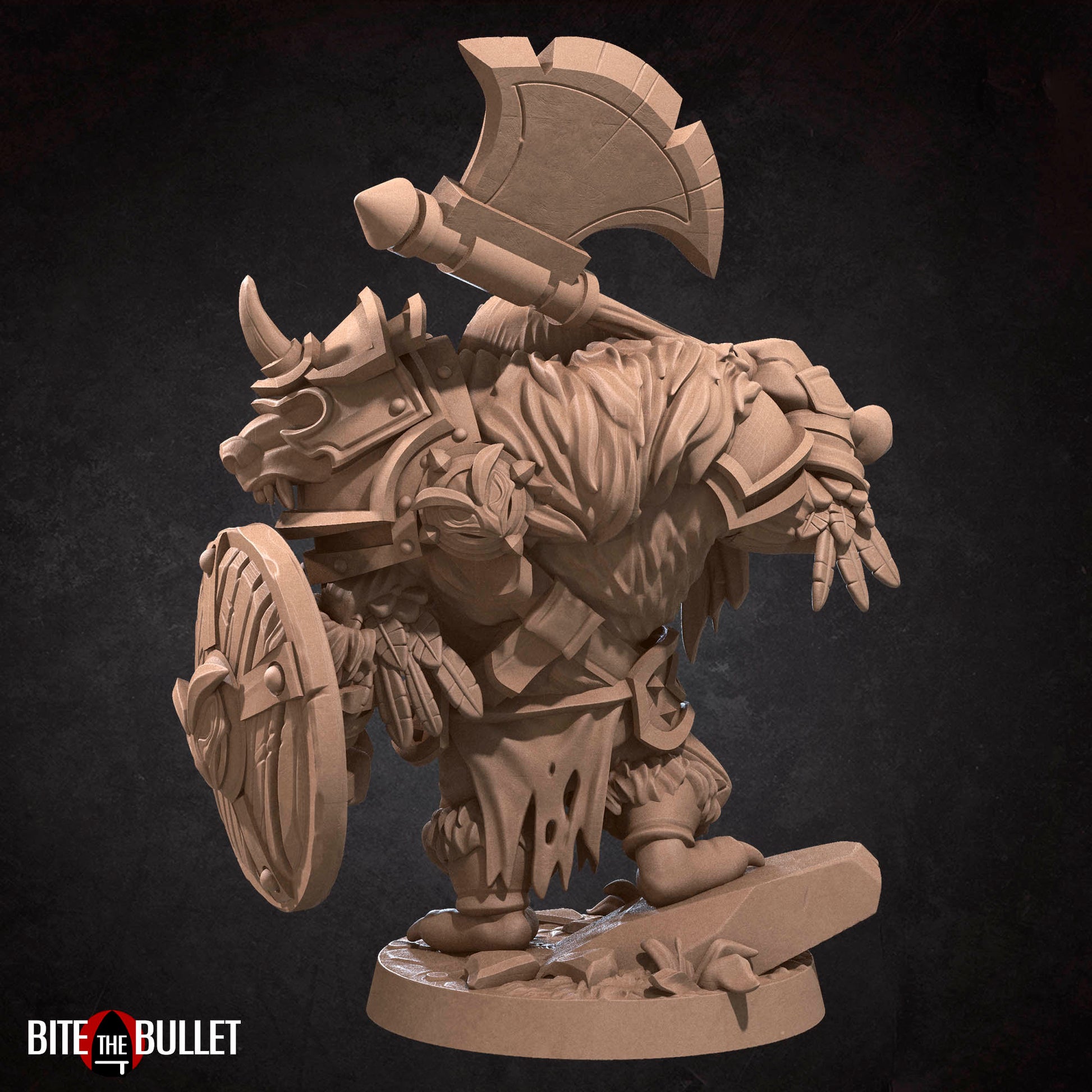 Owlfolk barbarian (anthropomorphic owl) resin miniature by Bite the Bullet.