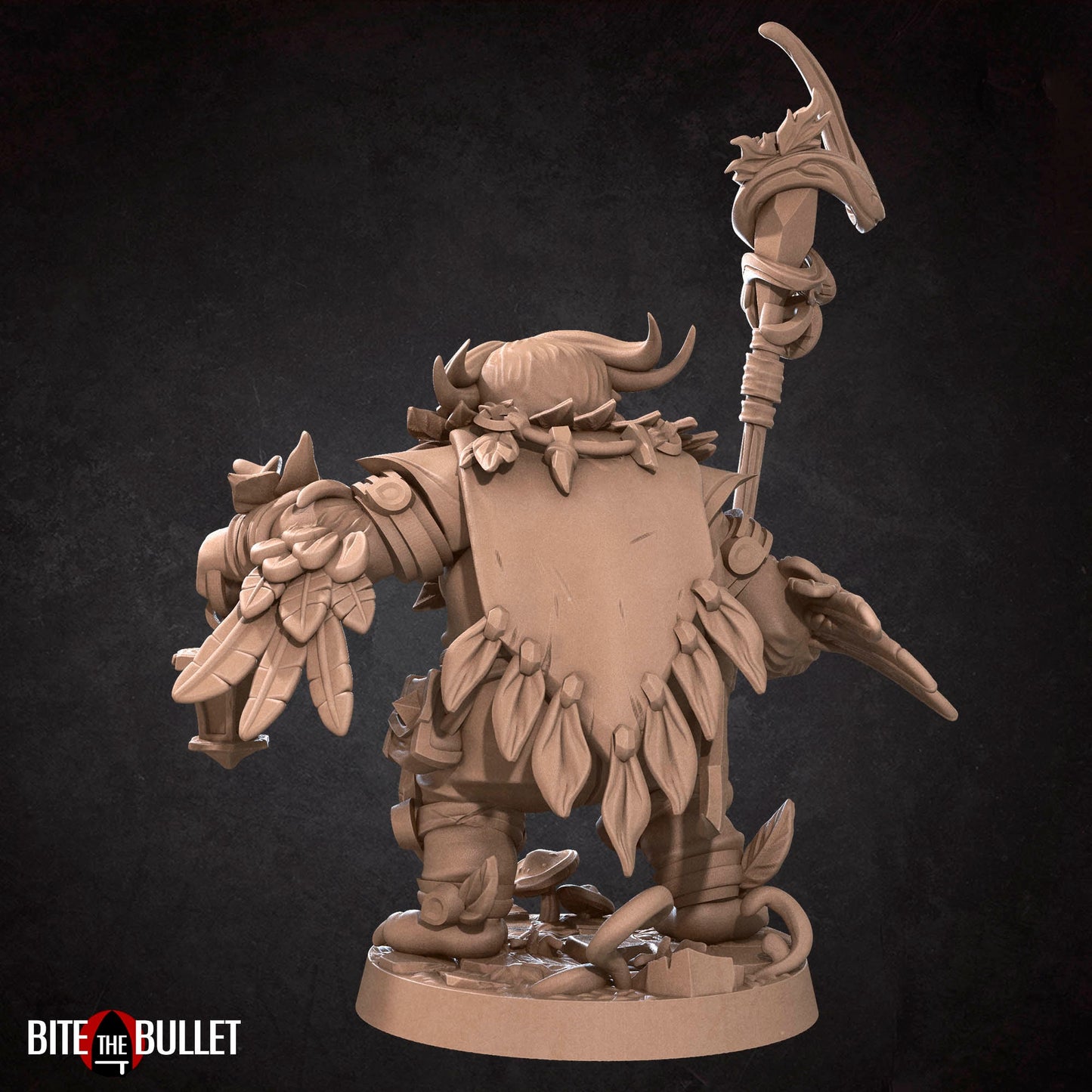 Owlfolk druid (anthropomorphic owl) resin miniature by Bite the Bullet.