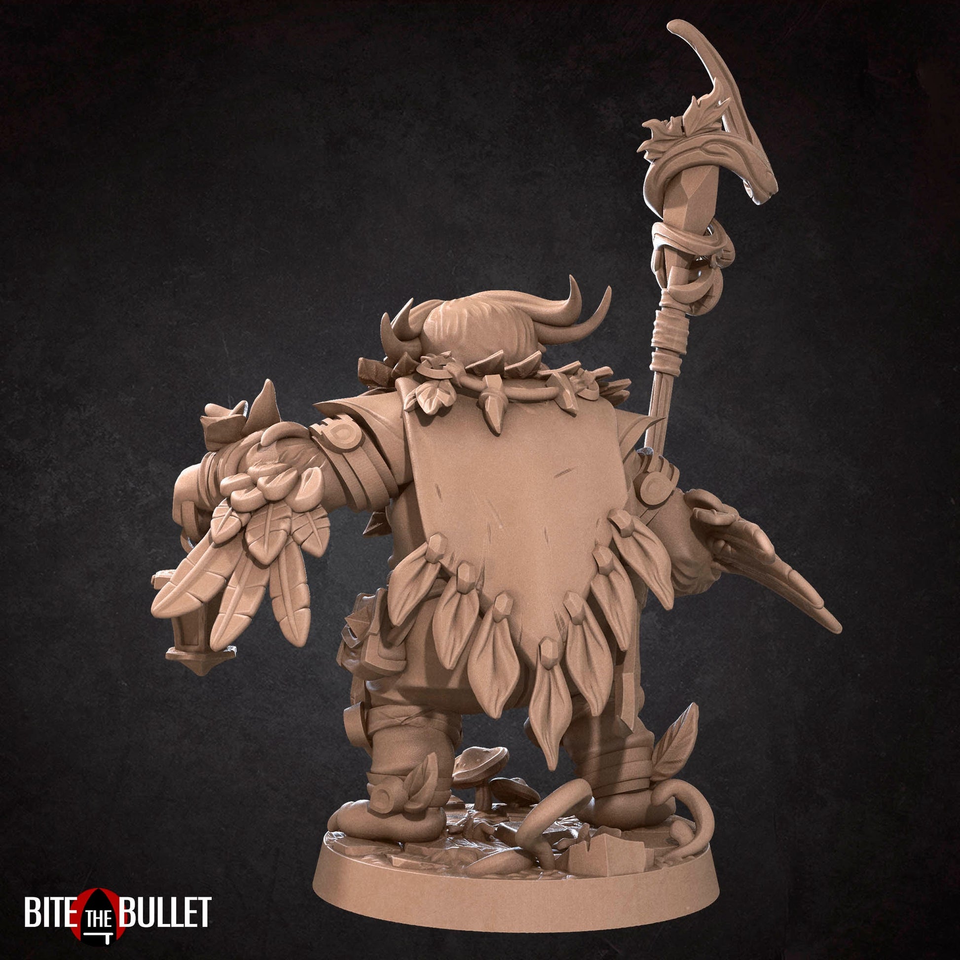 Owlfolk druid (anthropomorphic owl) resin miniature by Bite the Bullet.