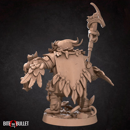 Owlfolk druid (anthropomorphic owl) resin miniature by Bite the Bullet.