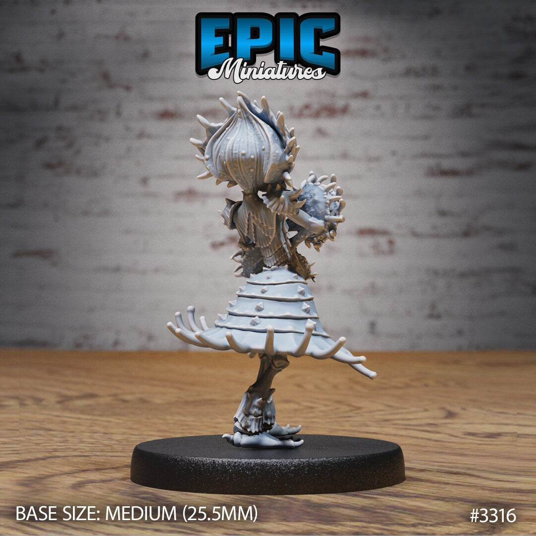 Resin miniature of anthropomorphic flytrap dryad, Version #1 (standing) by Epic Miniatures.