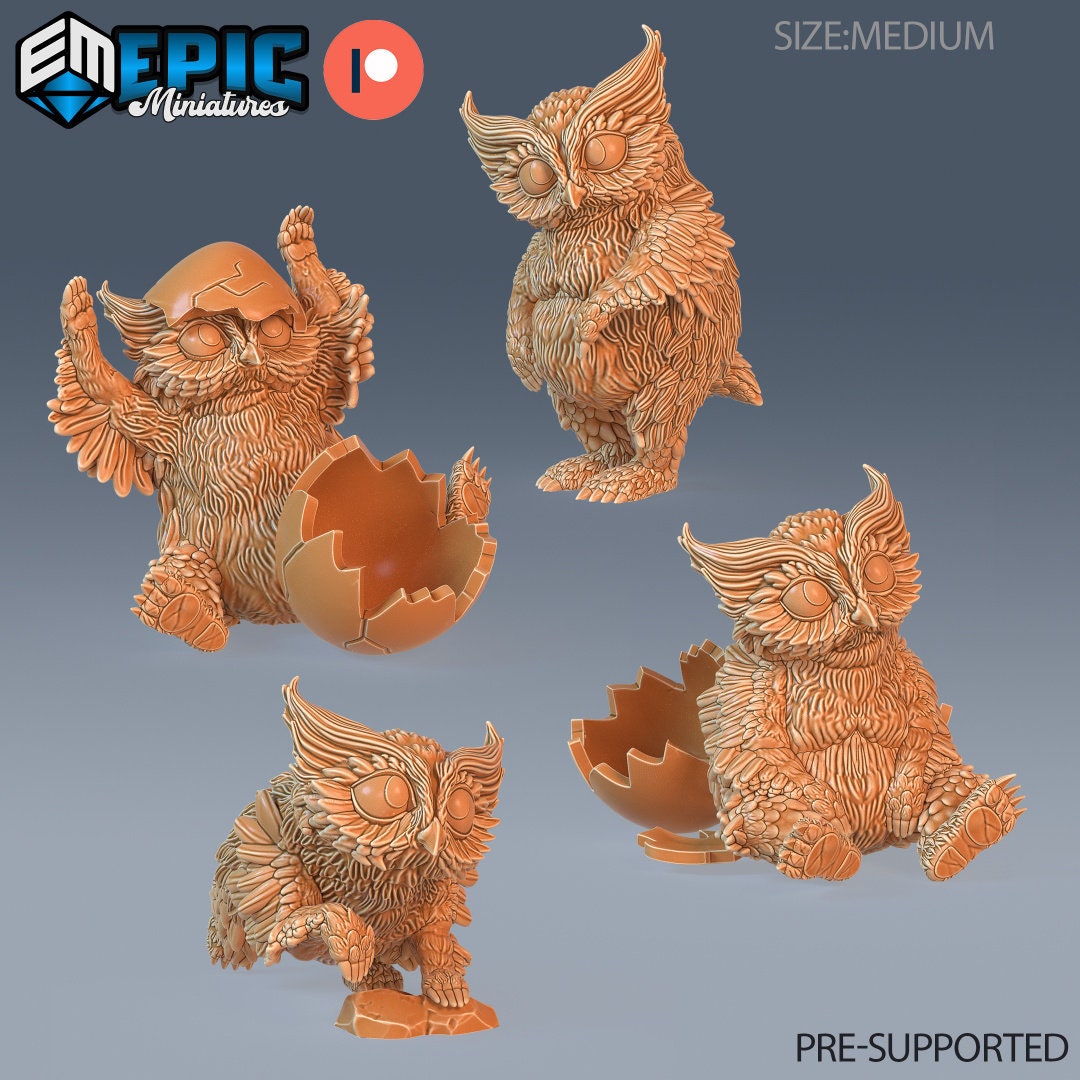 Resin miniatures by Epic Miniatures. Three baby owlbear options.