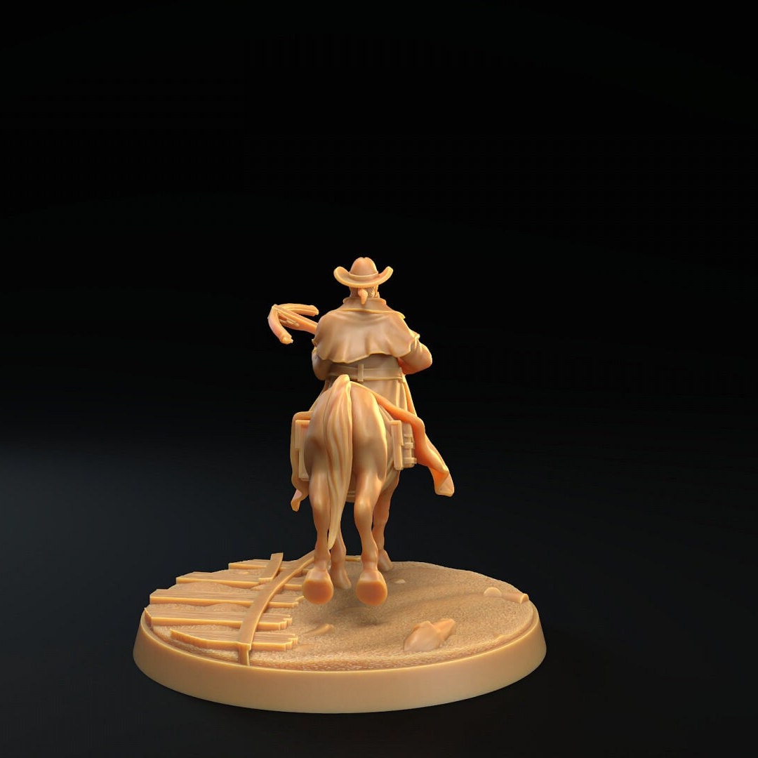 Cowboy centaur resin miniature by The Dragon Trappers Lodge, rear view.