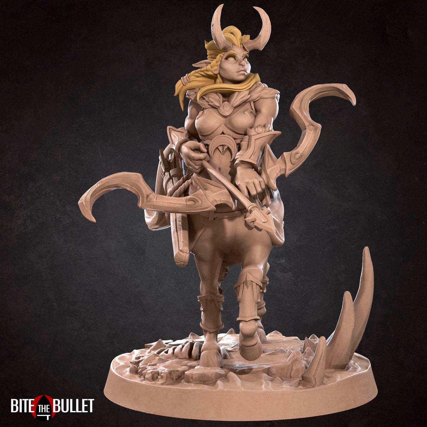 Horned centaur ranger resin miniature by Bite the Bullet.