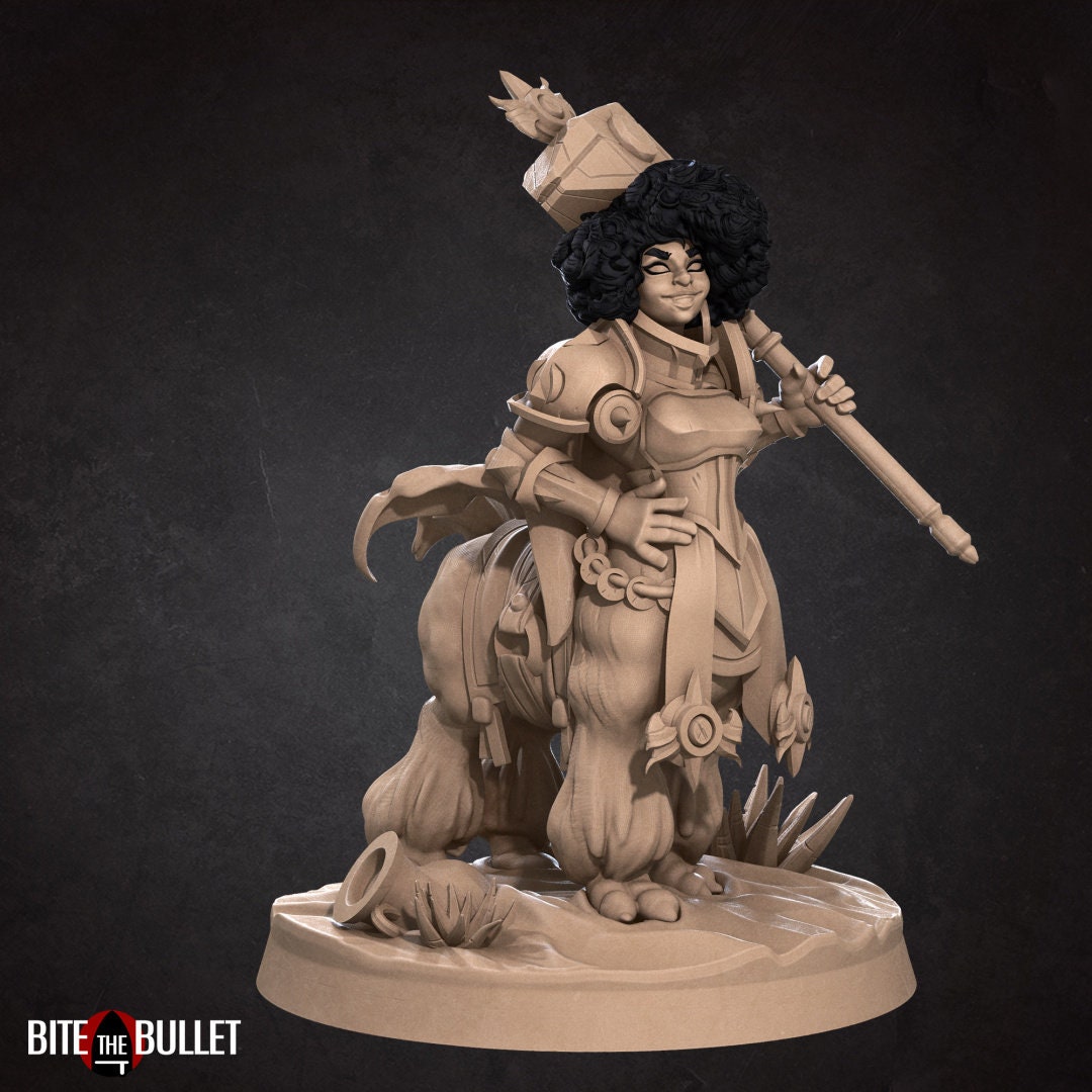 Centaur alpaca paladin resin miniature by Bite the Bullet.