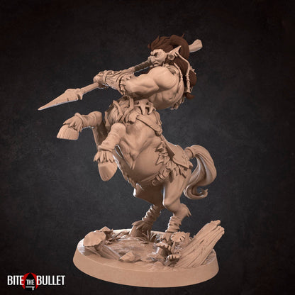 Centaur druid resin miniature by Bite the Bullet. Version #3: pike.