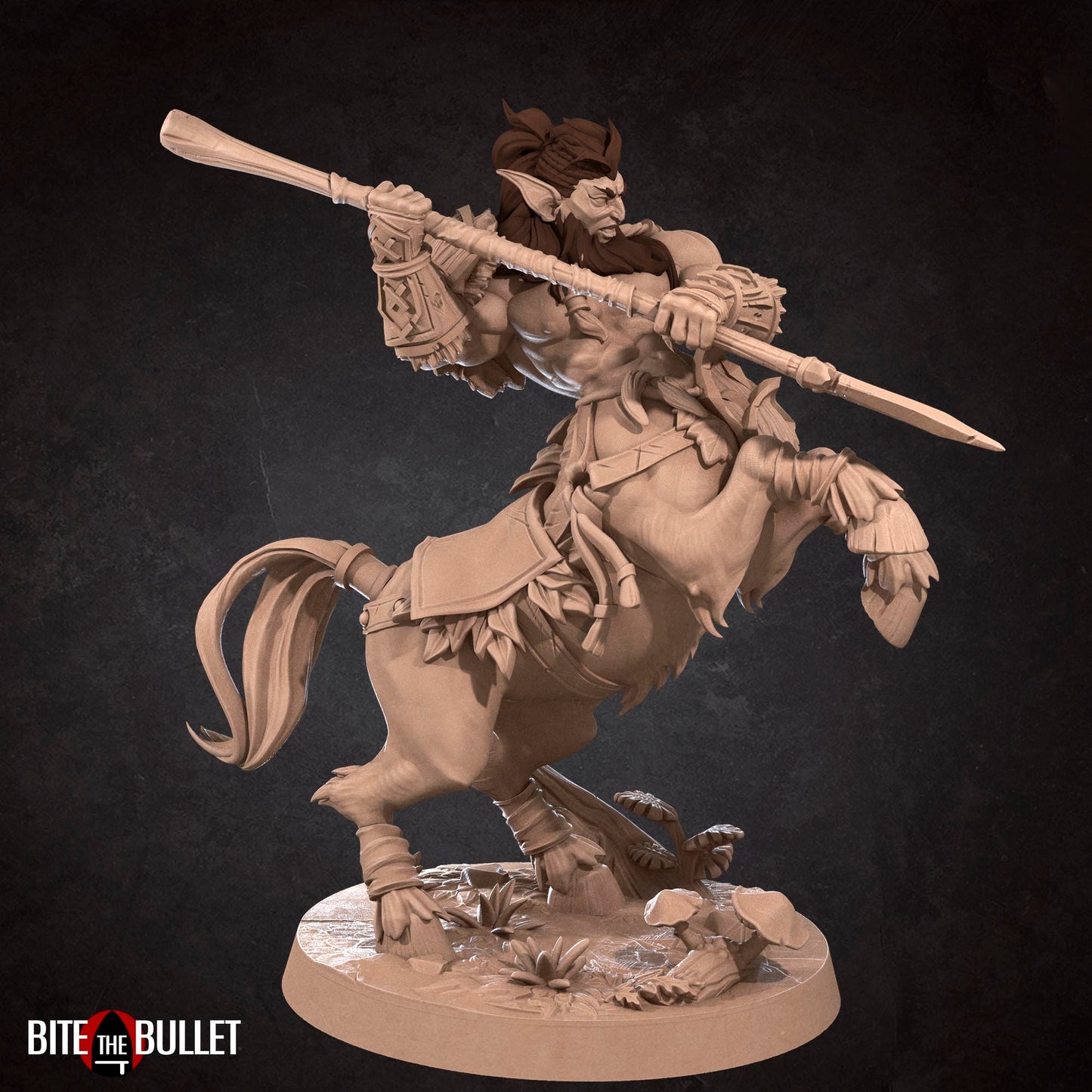 Centaur druid resin miniature by Bite the Bullet. Version #3: pike.