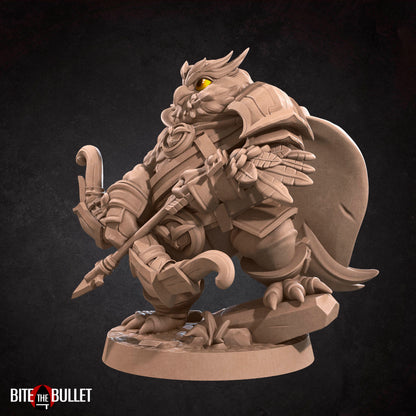 Owlfolk ranger (anthropomorphic owl) resin miniature by Bite the Bullet.
