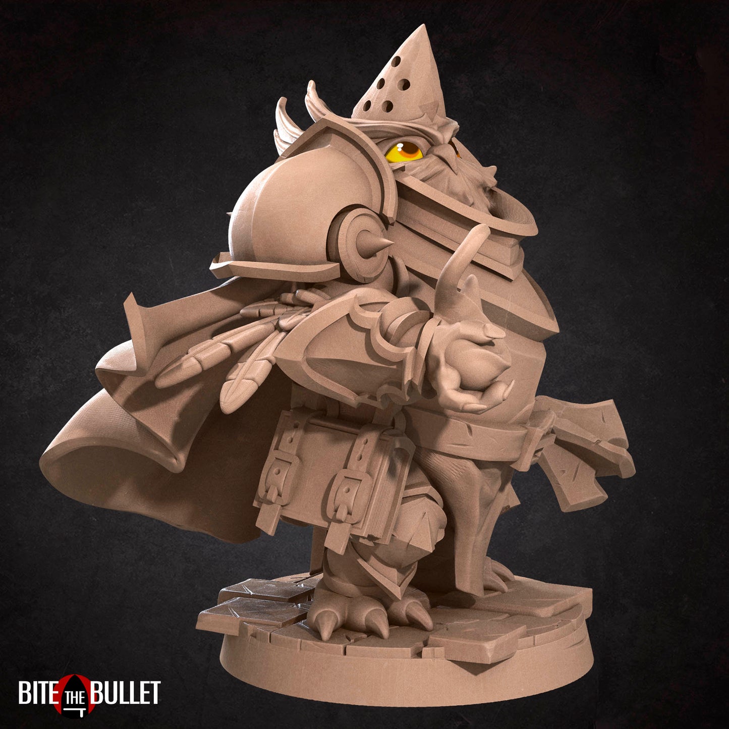 Owlfolk cleric (anthropomorphic owl) resin miniature by Bite the Bullet.