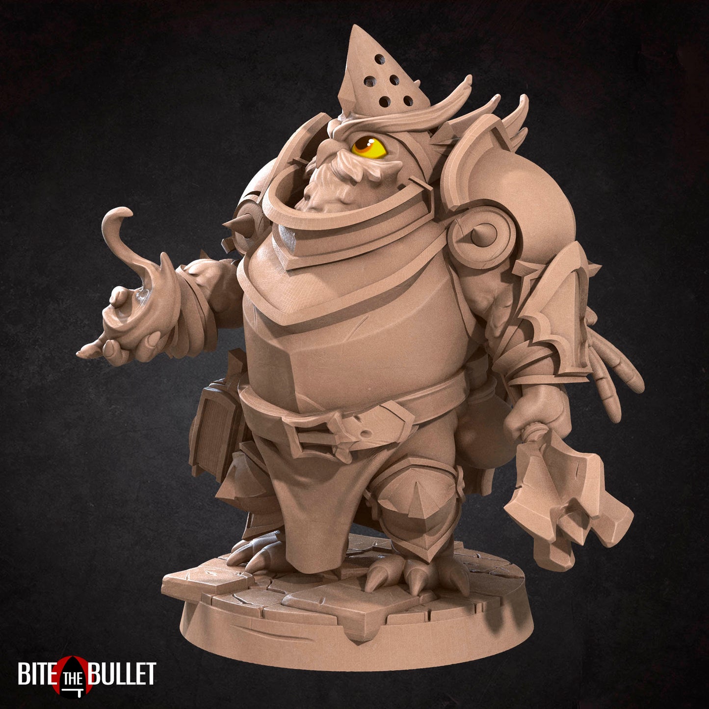 Owlfolk cleric (anthropomorphic owl) resin miniature by Bite the Bullet.