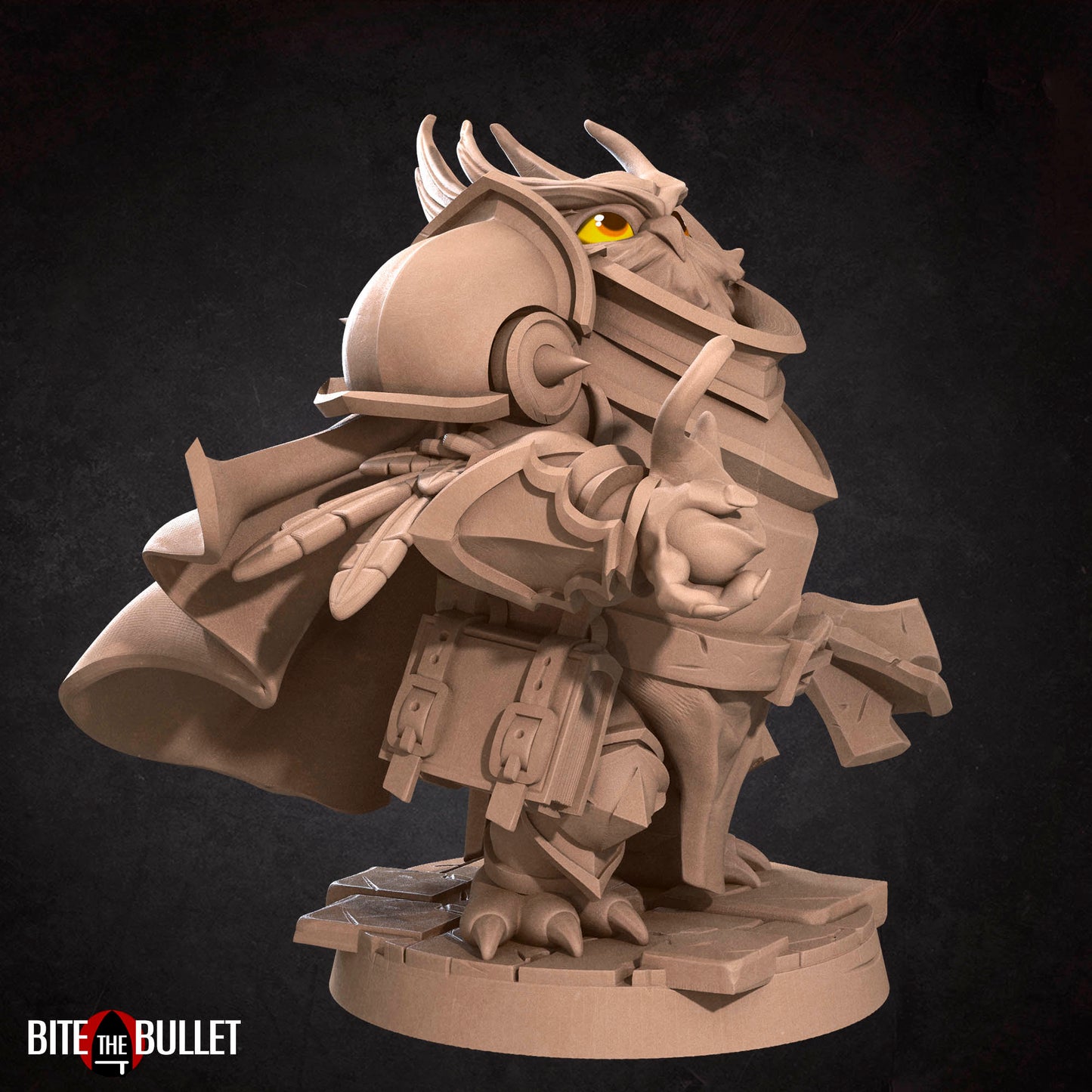 Owlfolk cleric (anthropomorphic owl) resin miniature by Bite the Bullet.