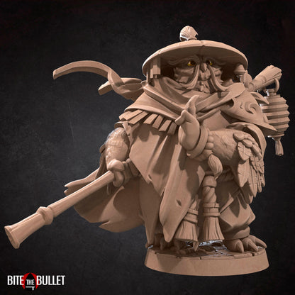 Owlfolk monk (anthropomorphic owl) resin miniature by Bite the Bullet.