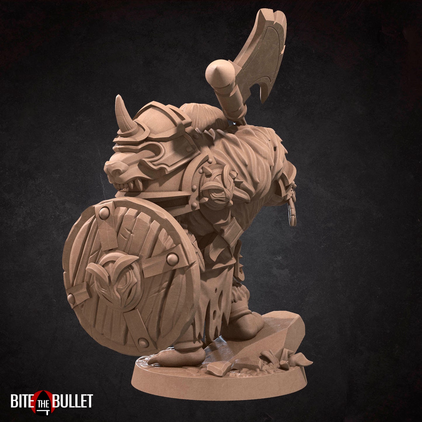 Owlfolk barbarian (anthropomorphic owl) resin miniature by Bite the Bullet.