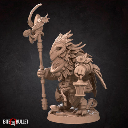 Owlfolk druid (anthropomorphic owl) resin miniature by Bite the Bullet.