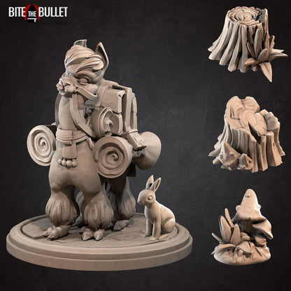 Alpaca with pack and bedrolls; resin miniature by Bite the Bullet.