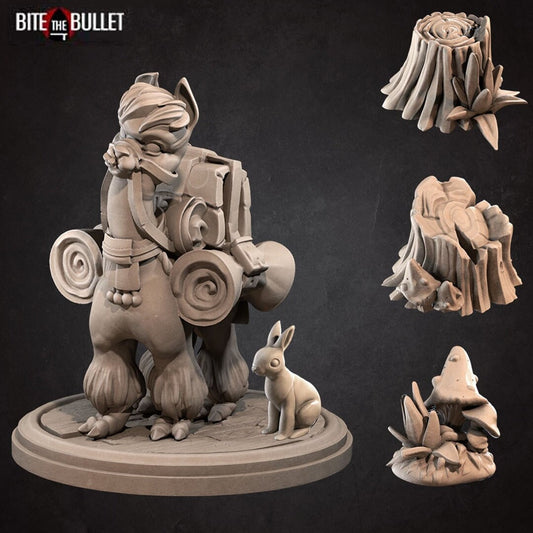 Alpaca with pack and bedrolls; resin miniature by Bite the Bullet.