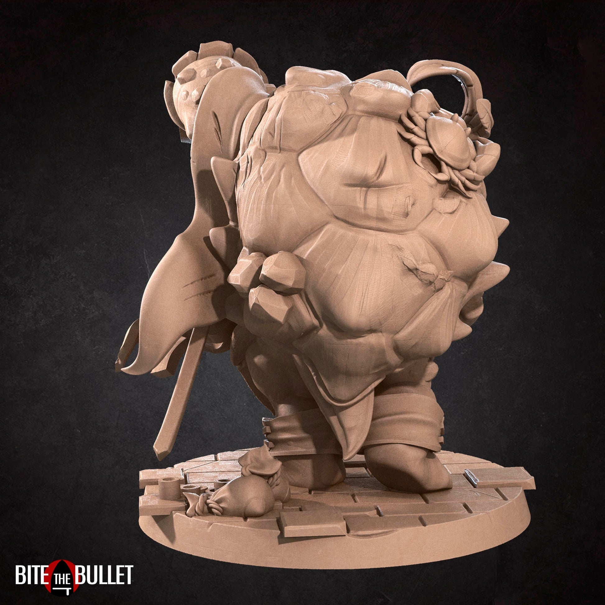 Anthropomorphic turtle bard playing a squeeze box accordion. Resin miniature by Bite the Bullet.