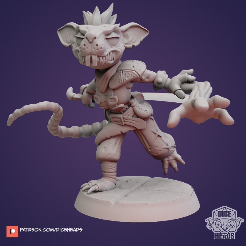 Ratfolk Wizard-Rogue | Dice Heads | Zoontalis