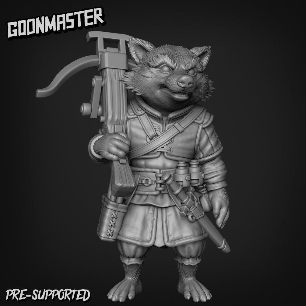 Roguish Raccoon with Crossbow (4 poses) | Goon Master