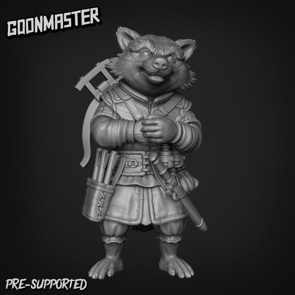 Roguish Raccoon with Crossbow (4 poses) | Goon Master