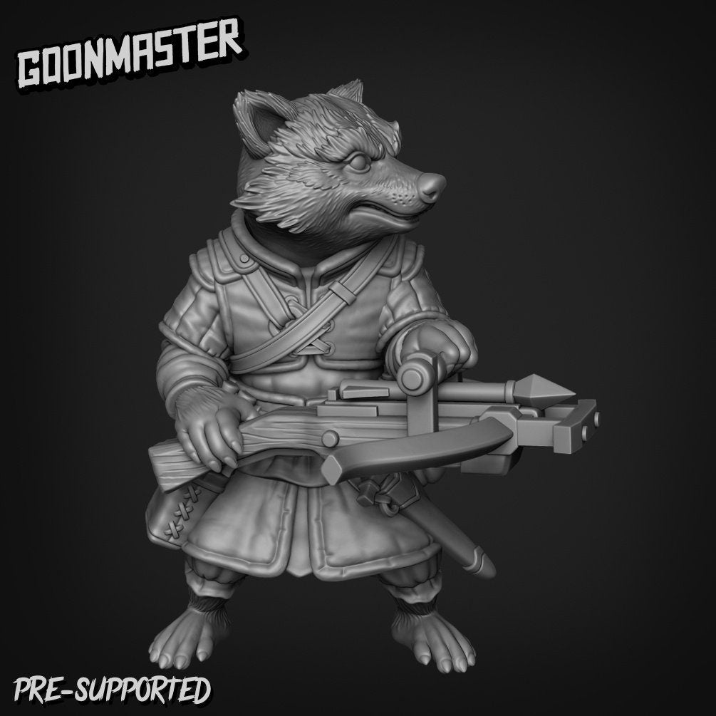 Roguish Raccoon with Crossbow (4 poses) | Goon Master