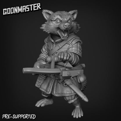 Roguish Raccoon with Crossbow (4 poses) | Goon Master
