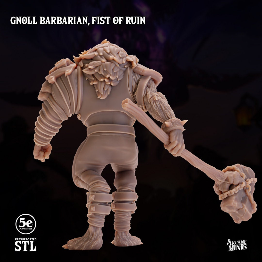 Gnoll Barbarian - Fist of Ruin | Arcane Minis
