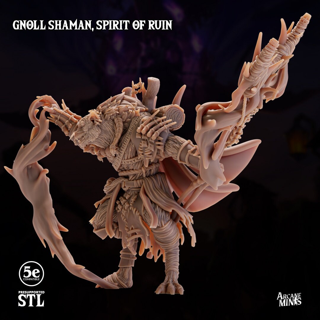 Gnoll Shaman - Spirit of Ruin | Arcane Minis