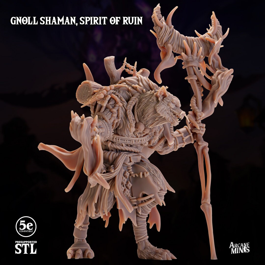 Gnoll Shaman - Spirit of Ruin | Arcane Minis