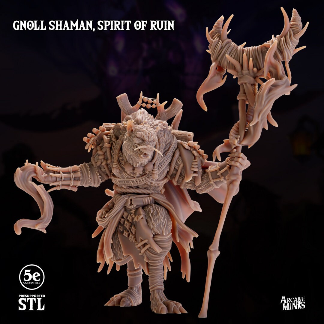 Gnoll Shaman - Spirit of Ruin | Arcane Minis