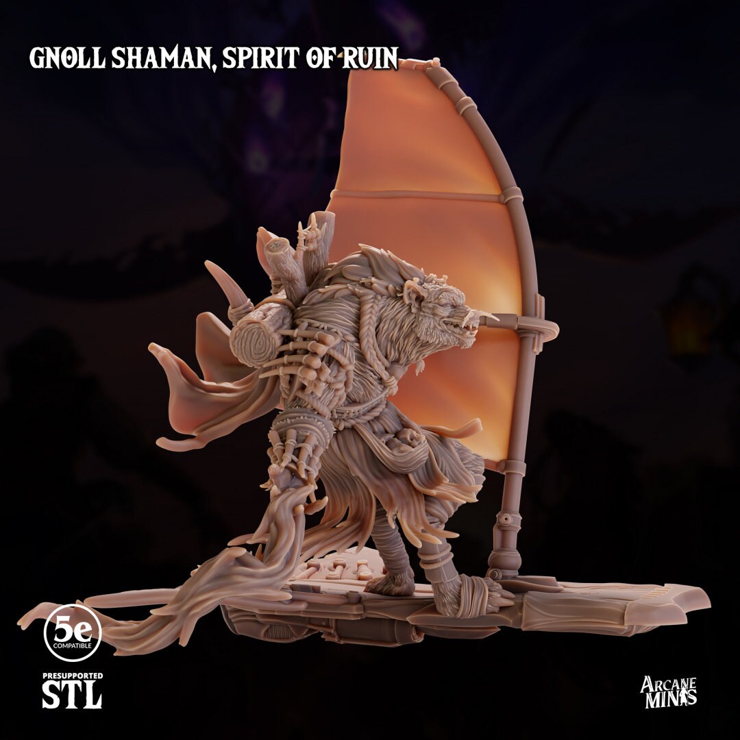 Gnoll Shaman - Spirit of Ruin | Arcane Minis