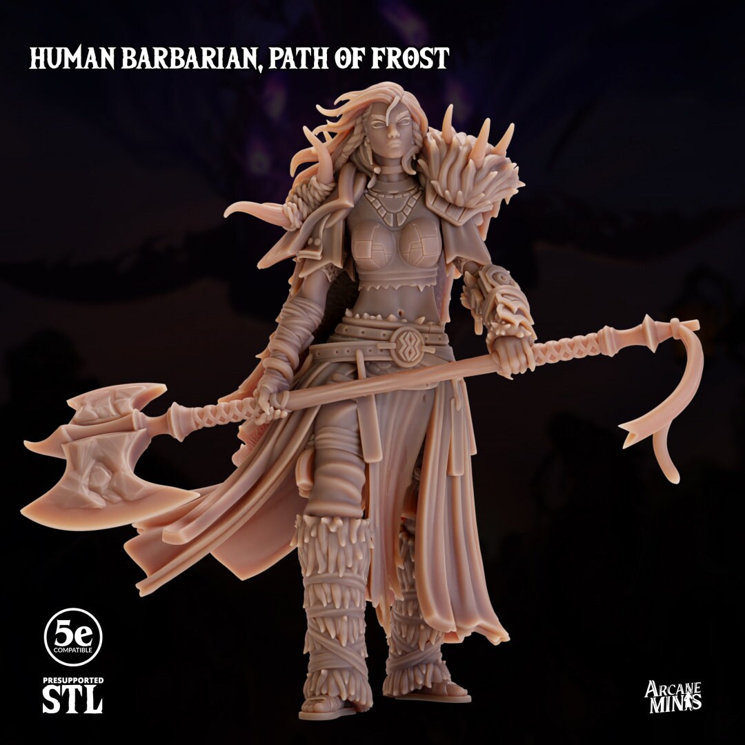Human Barbarian, Female - Path of Frost | Arcane Minis
