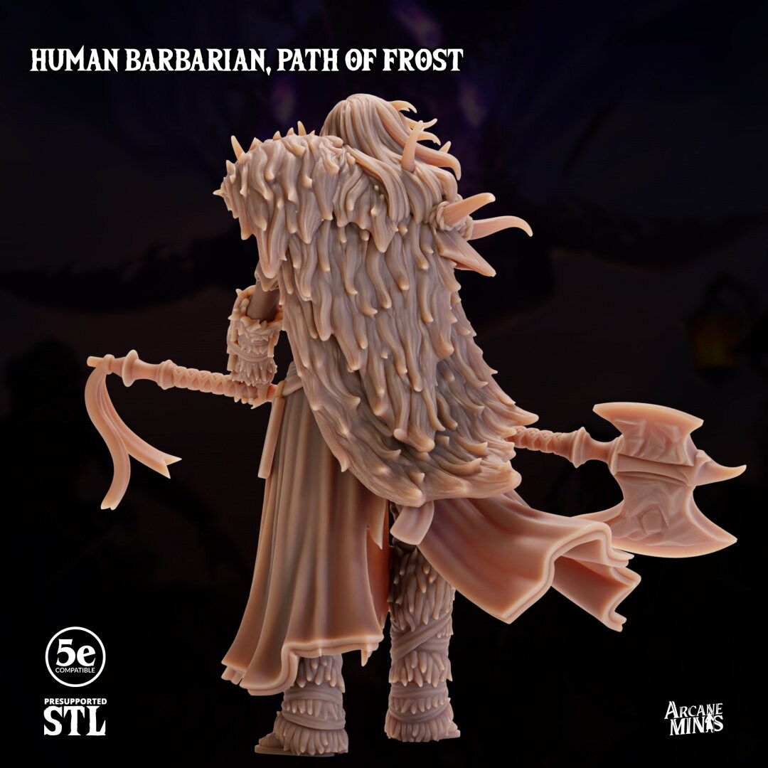 Human Barbarian, Female - Path of Frost | Arcane Minis