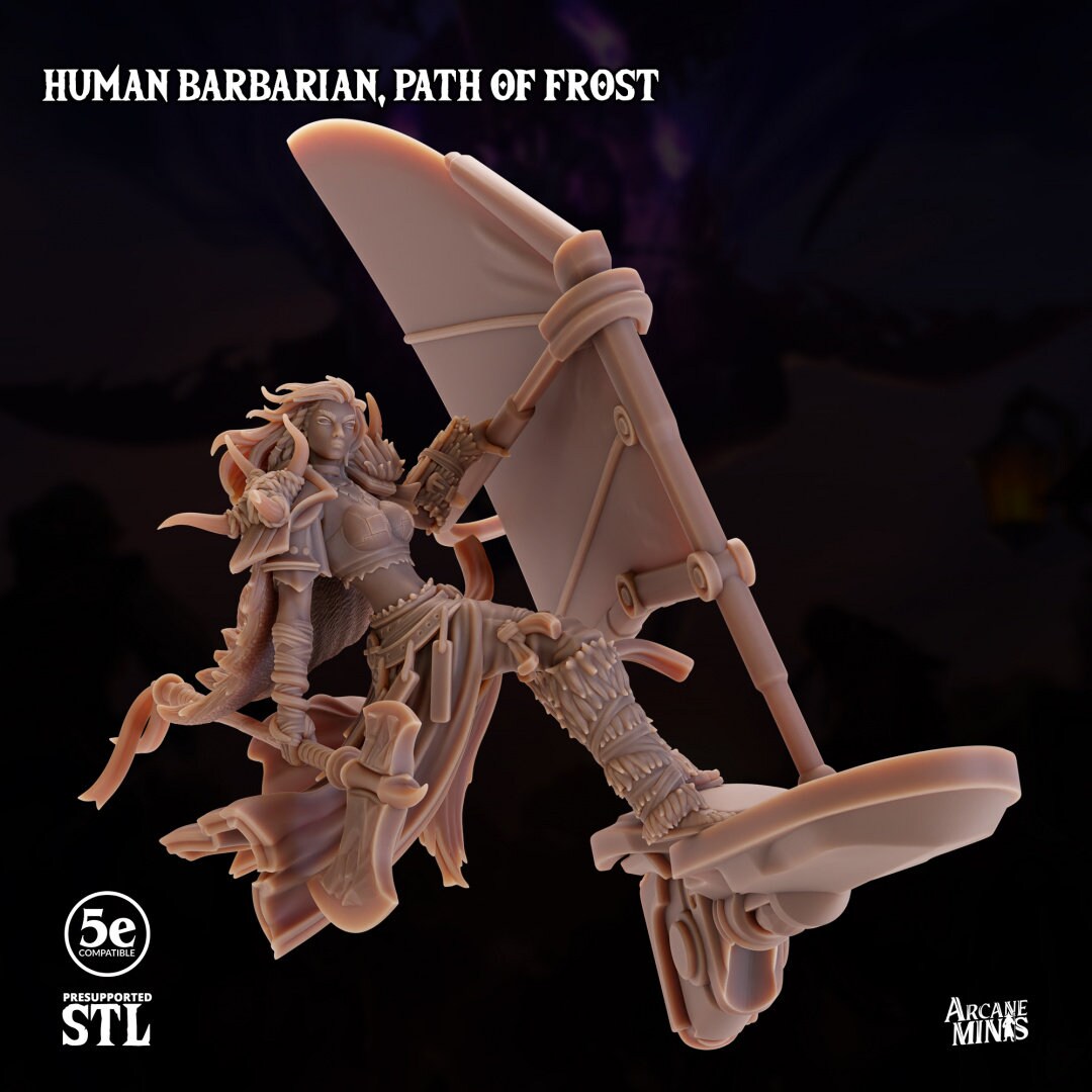 Human Barbarian, Female - Path of Frost | Arcane Minis