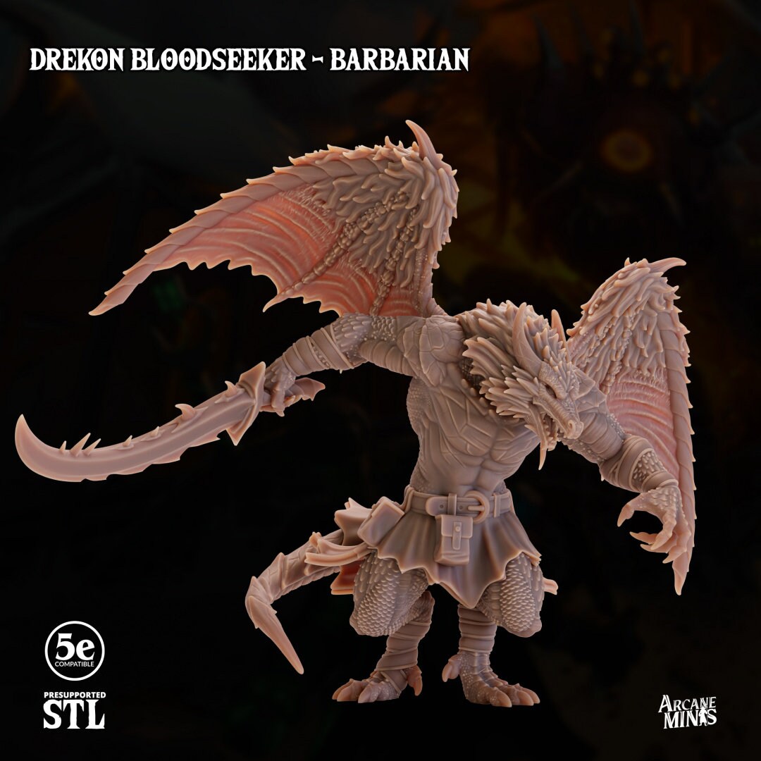 Drekon Bloodseeker - Barbarian | Arcane Minis