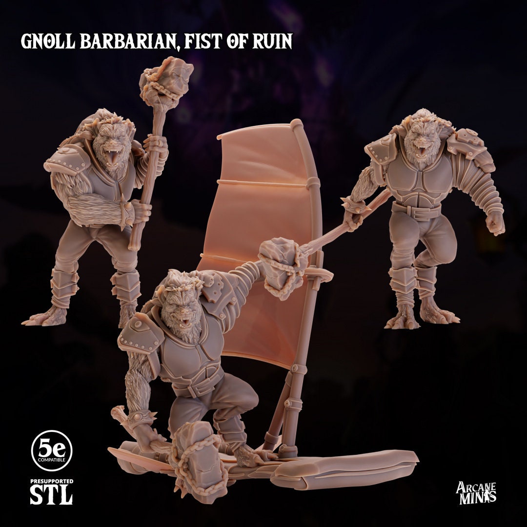 Gnoll Barbarian - Fist of Ruin | Arcane Minis