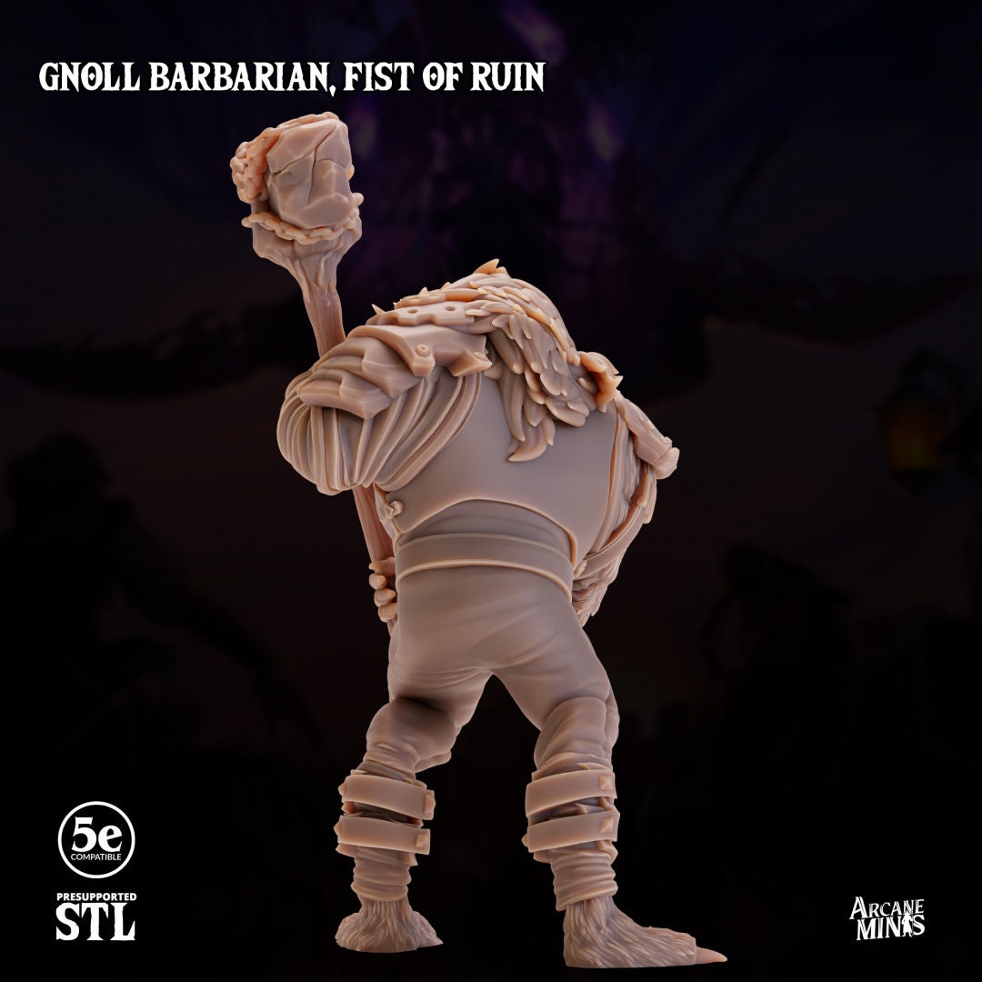 Gnoll Barbarian - Fist of Ruin | Arcane Minis