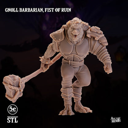 Gnoll Barbarian - Fist of Ruin | Arcane Minis