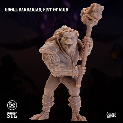 Gnoll Barbarian - Fist of Ruin | Arcane Minis