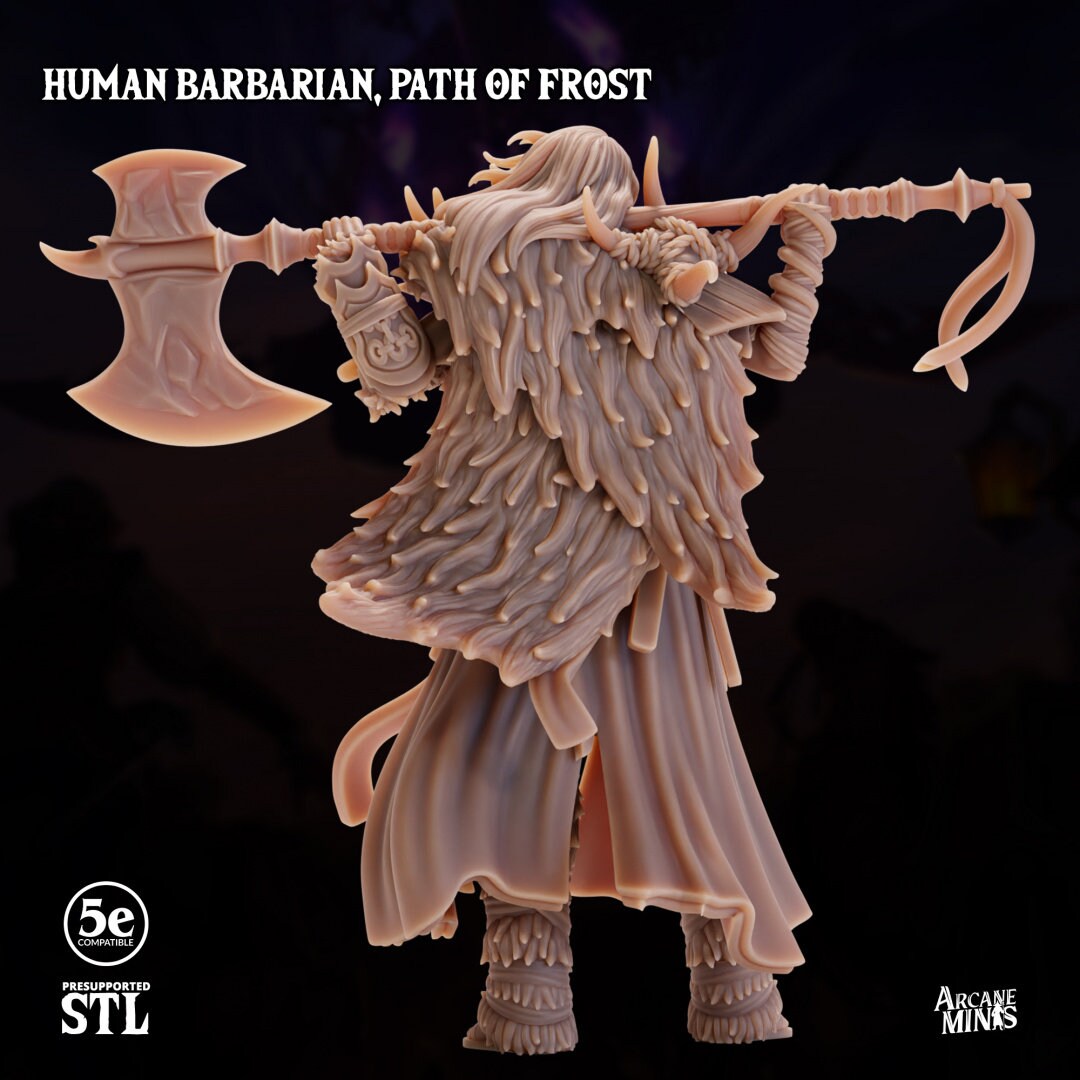 Human Barbarian, Female - Path of Frost | Arcane Minis