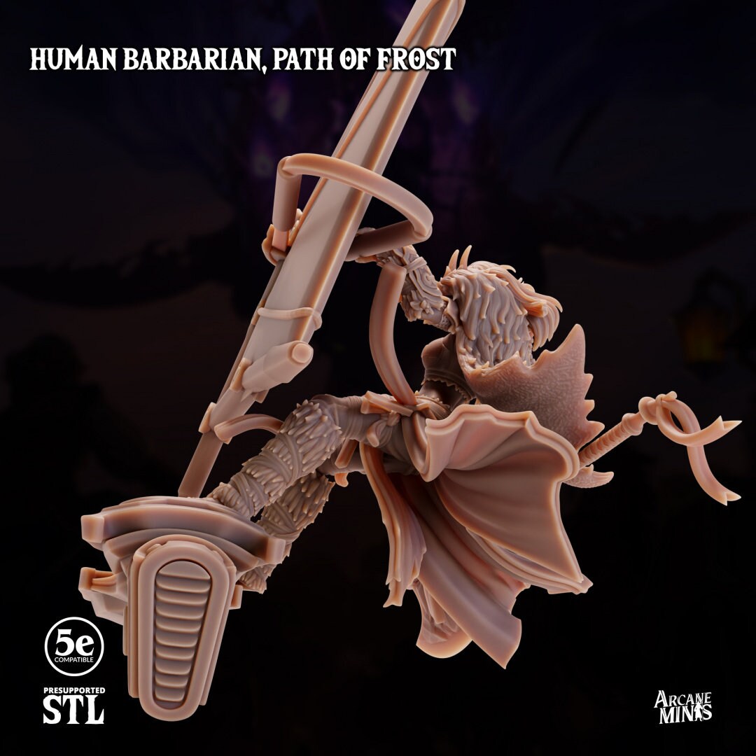 Human Barbarian, Female - Path of Frost | Arcane Minis